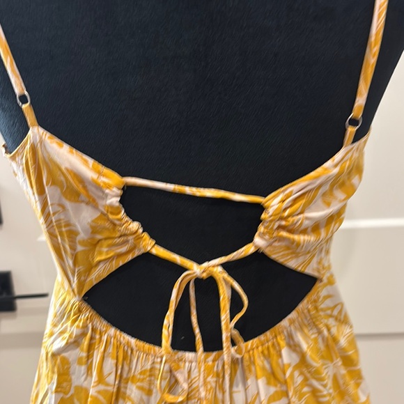 Yellow Maxi Sundress with Ruching and Spaghetti Straps for Wedding Guest - Picture 3 of 6